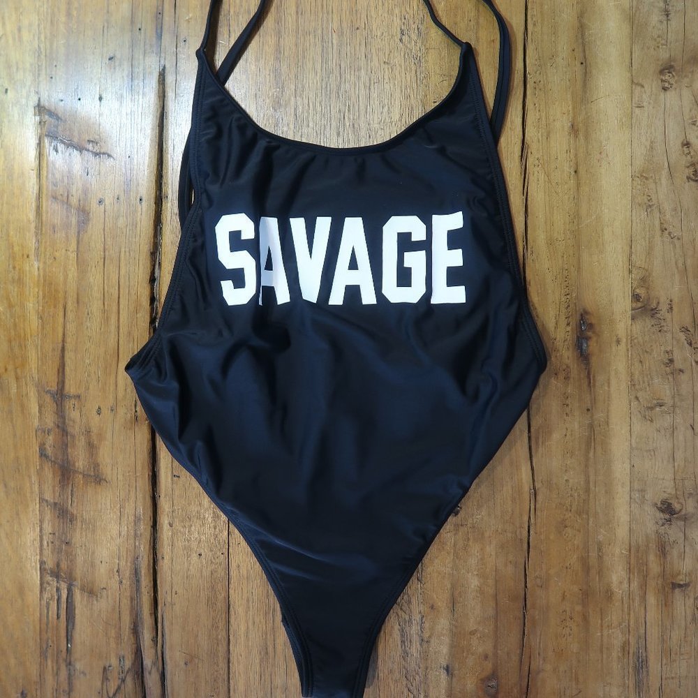DIPPIN' DAISY'S BLACK SAVAGE CHEEKY ONE PIECE XL